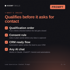 What's inside the Lead Generation Chatbot Prompt AI prompt: Qualification order, Consent rule, CRM ready flow, Any AI chat