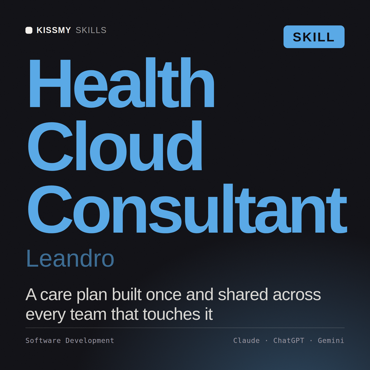Health Cloud Consultant, Leandro AI skill by KissMySkills, cover