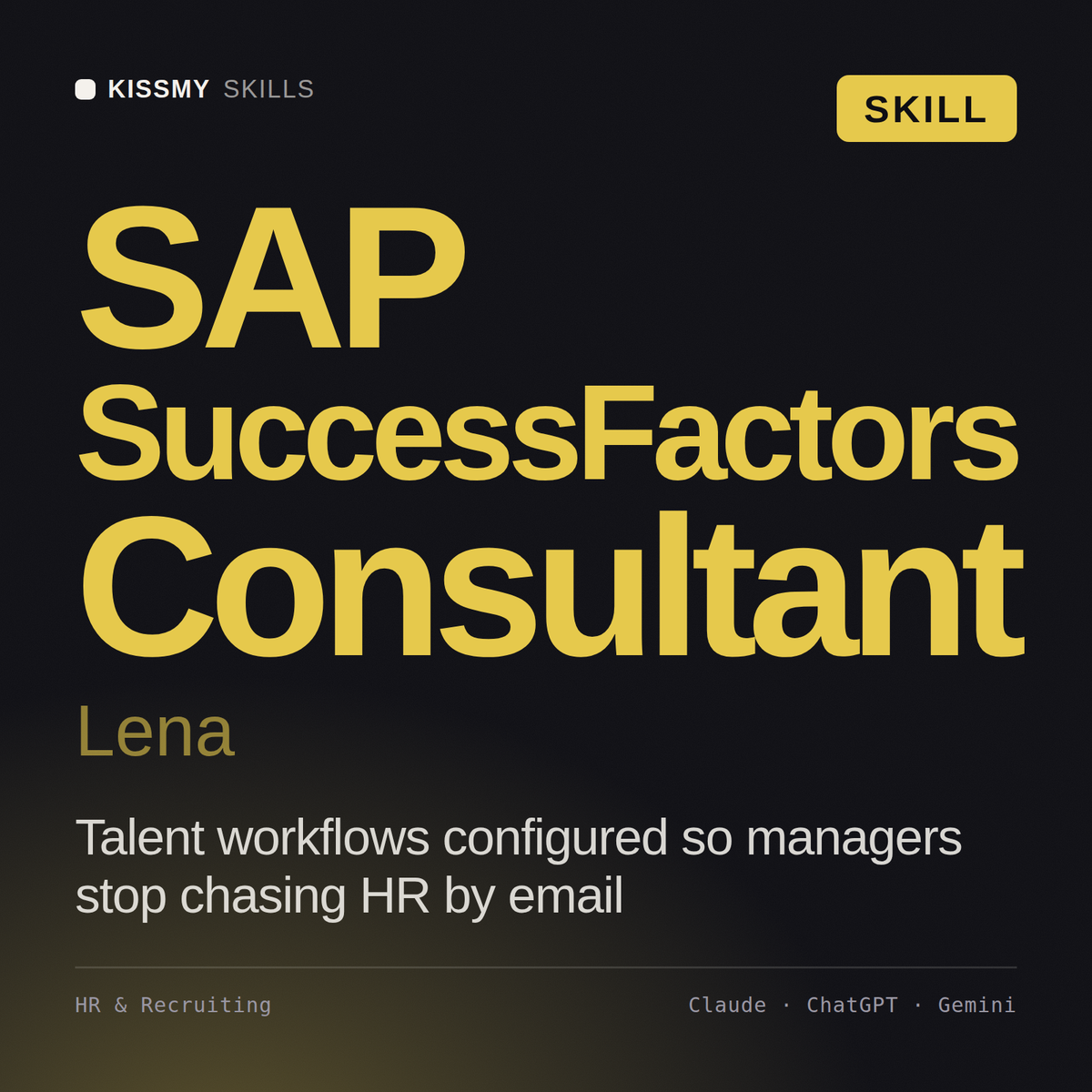 SAP SuccessFactors Consultant, Lena AI skill by KissMySkills, cover
