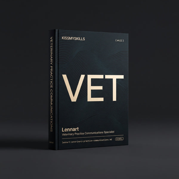 Veterinary Practice Communications Specialist Claude skill by KissMySkills, hardcover volume cover