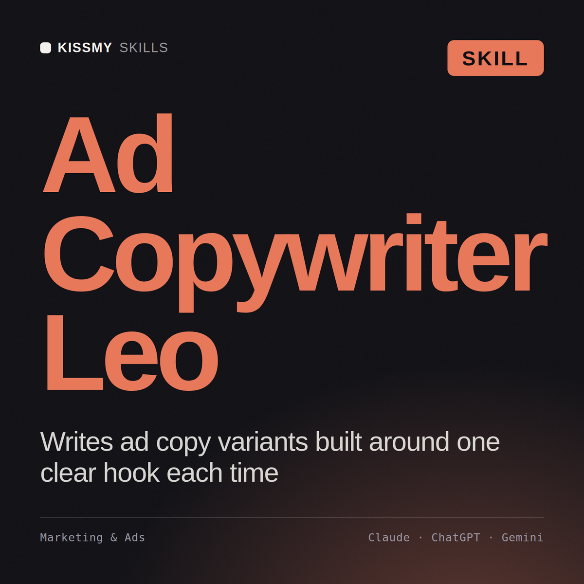 Ad Copywriter, Leo AI skill by KissMySkills, cover