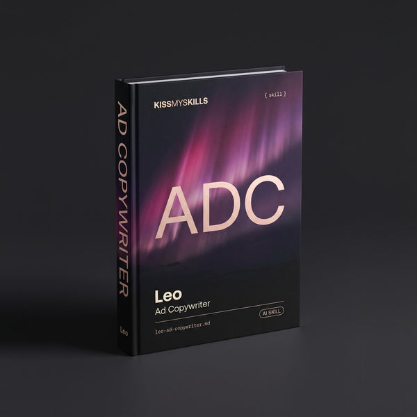 Ad Copywriter Claude skill by KissMySkills, hardcover volume cover