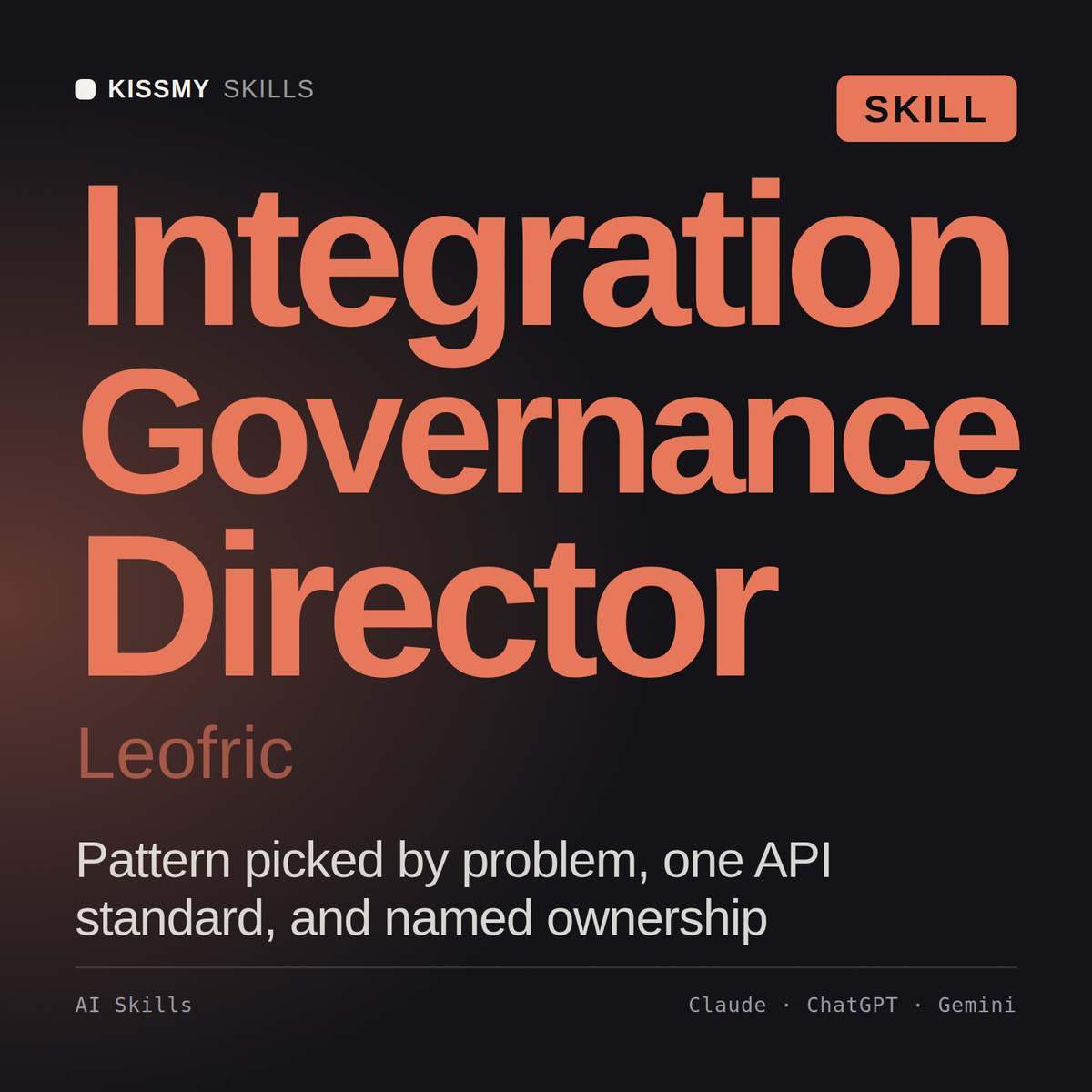 Integration Governance Director, Leofric AI skill by KissMySkills, cover