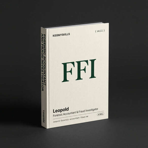 Leopold - Forensic Accountant & Fraud Investigator Claude skill by KissMySkills, hardcover volume cover