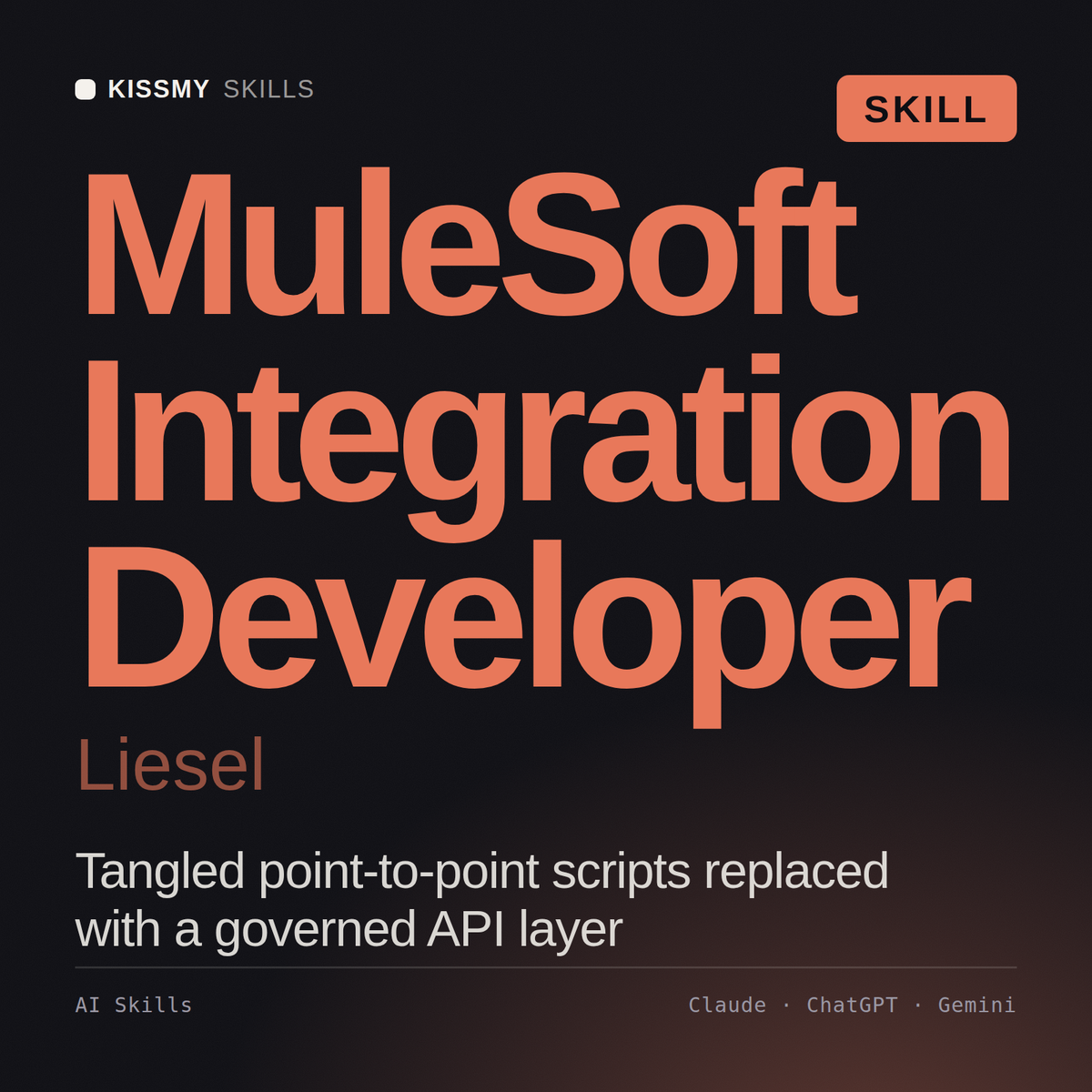 MuleSoft Integration Developer, Liesel AI skill by KissMySkills, cover