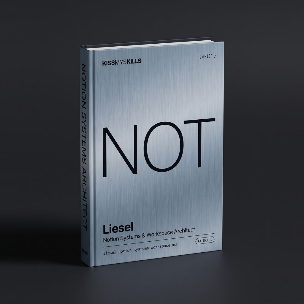Liesel - Notion Systems & Workspace Architect Claude skill by KissMySkills, hardcover volume cover