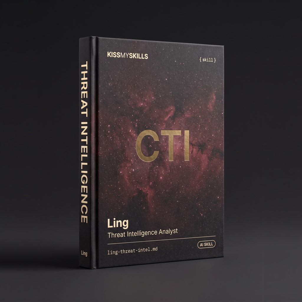 Threat Intelligence Analyst Claude skill by KissMySkills, hardcover volume cover