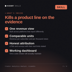 What's inside the Creator Analytics Analyst, Lisandro AI skill: One revenue view, Comparable units, Honest attribution, Working dashboard