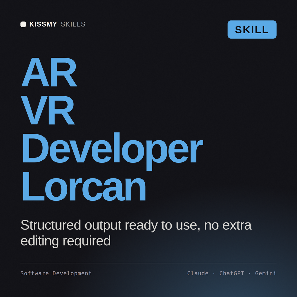 AR VR Developer, Lorcan AI skill by KissMySkills, cover