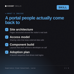 What's inside the Experience Cloud Consultant, Lucia AI skill: Site architecture, Access model, Component build, Adoption plan