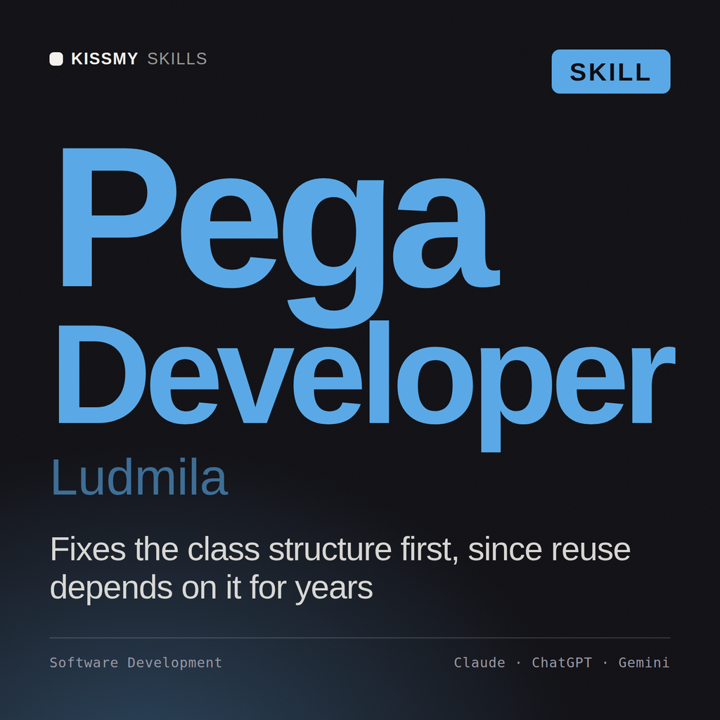 Pega Developer, Ludmila AI skill by KissMySkills, cover