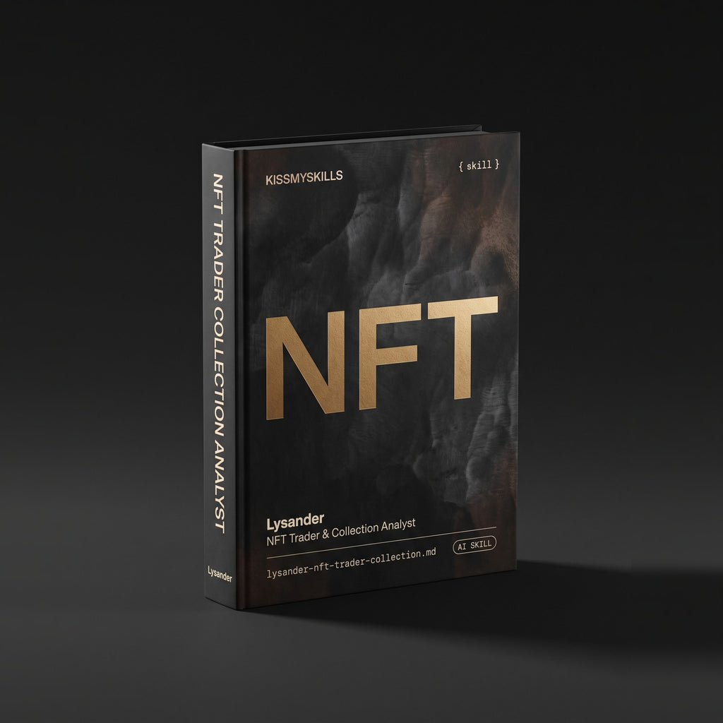 Lysander - NFT Trader & Collection Analyst Claude skill by KissMySkills, hardcover volume cover