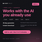 The Event Design Consultant, Lysandra AI skill works with Claude, ChatGPT, Gemini and any AI chat, 30-day money-back guarantee