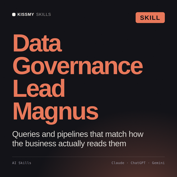 Data Governance Lead, Magnus AI skill by KissMySkills, cover