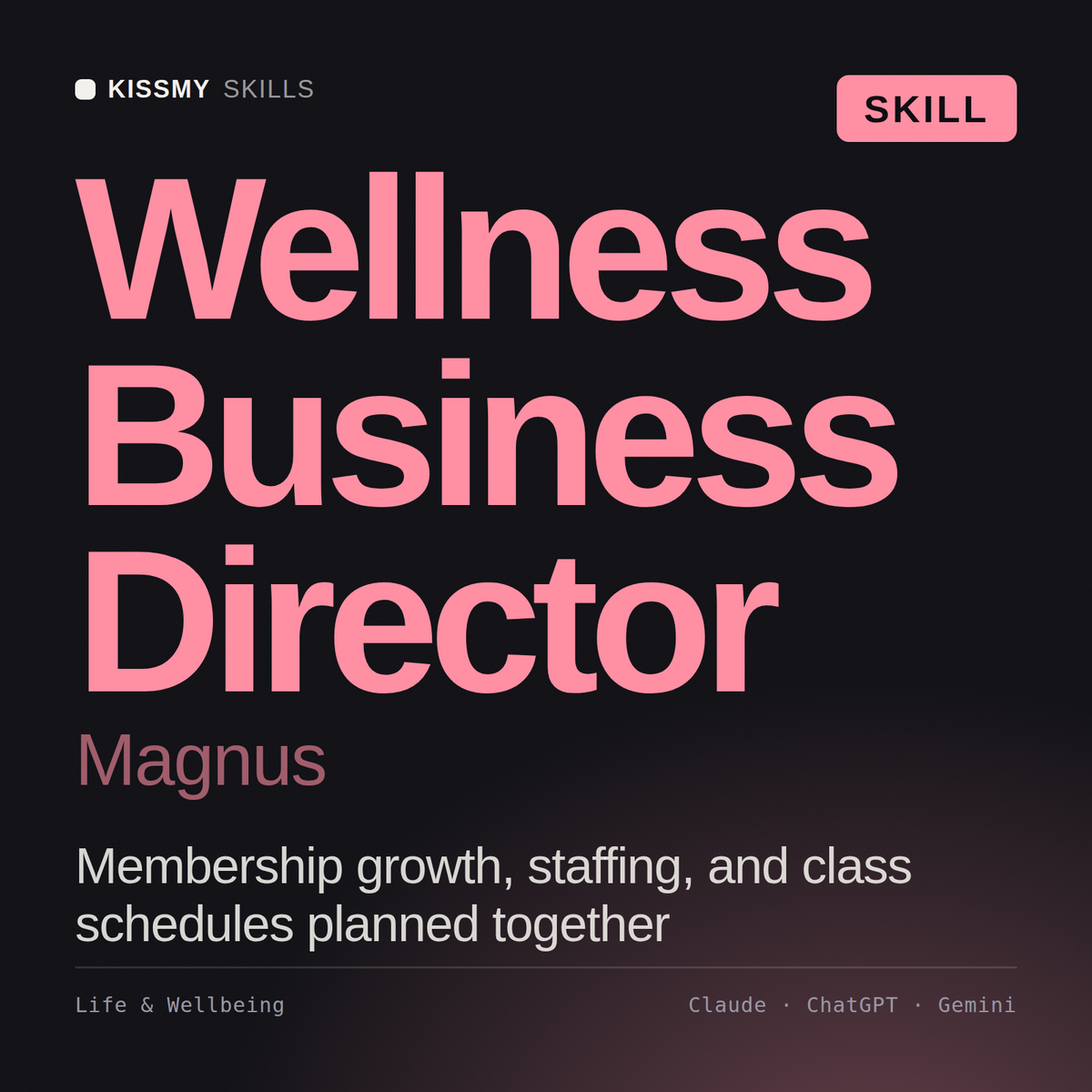 Wellness Business Director, Magnus AI skill by KissMySkills, cover