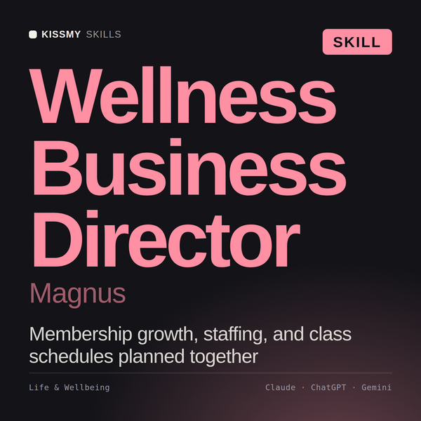 Wellness Business Director, Magnus AI skill by KissMySkills, cover
