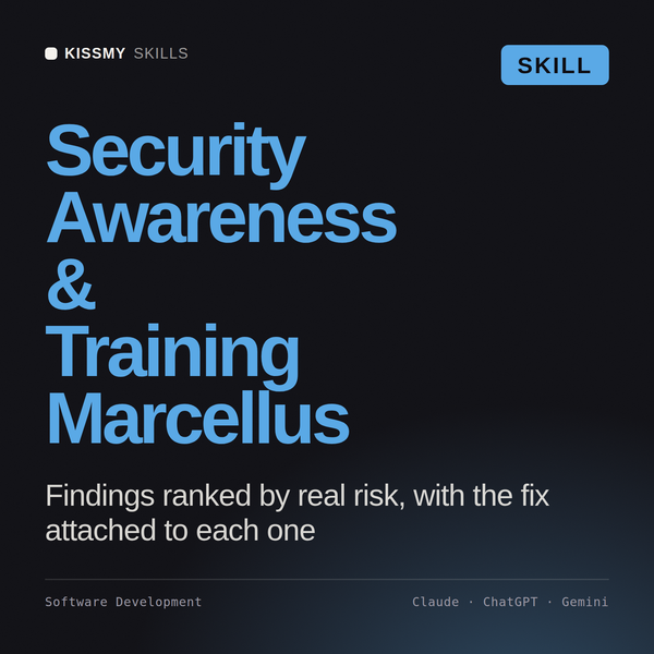 Security Awareness & Training, Marcellus AI skill by KissMySkills, cover