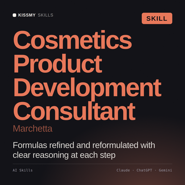 Cosmetics Product Development Consultant, Marchetta AI skill by KissMySkills, cover