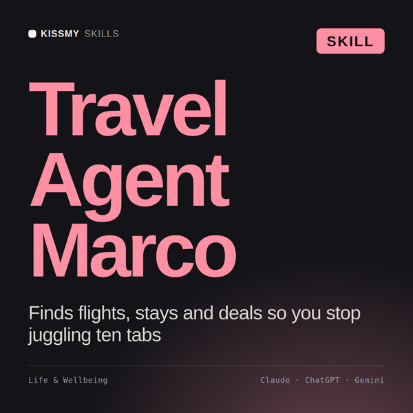 Travel Agent, Marco AI skill by KissMySkills, cover