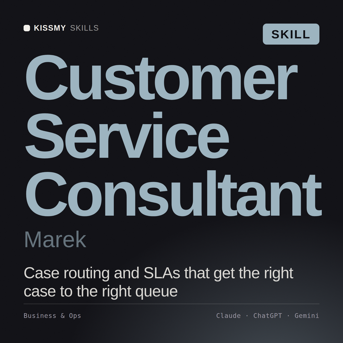 Customer Service Consultant, Marek AI skill by KissMySkills, cover