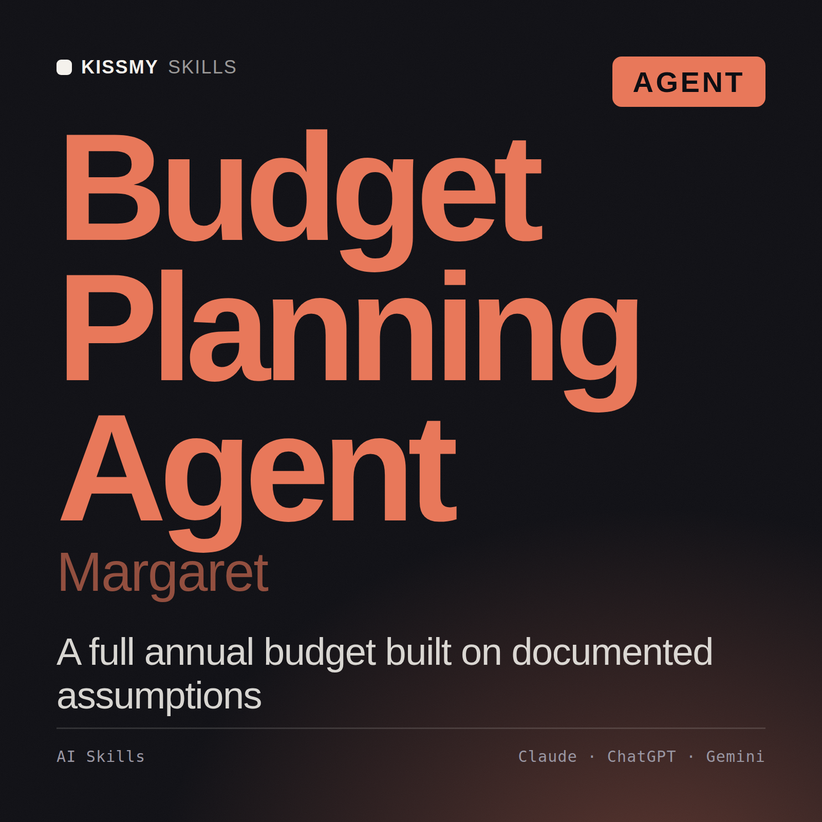 Budget Planning Agent, Margaret AI agent by KissMySkills, cover