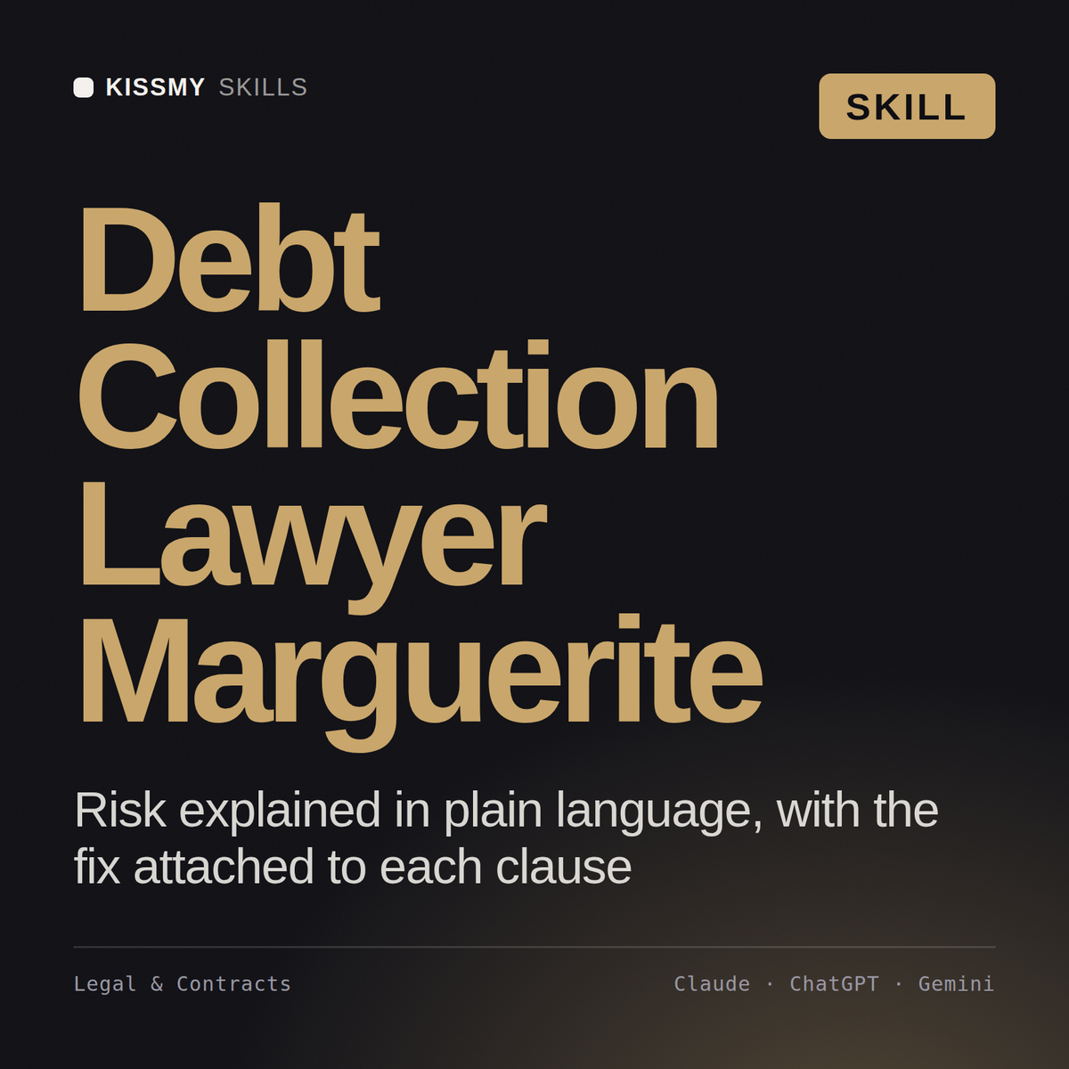 Debt Collection Lawyer, Marguerite AI skill by KissMySkills, cover