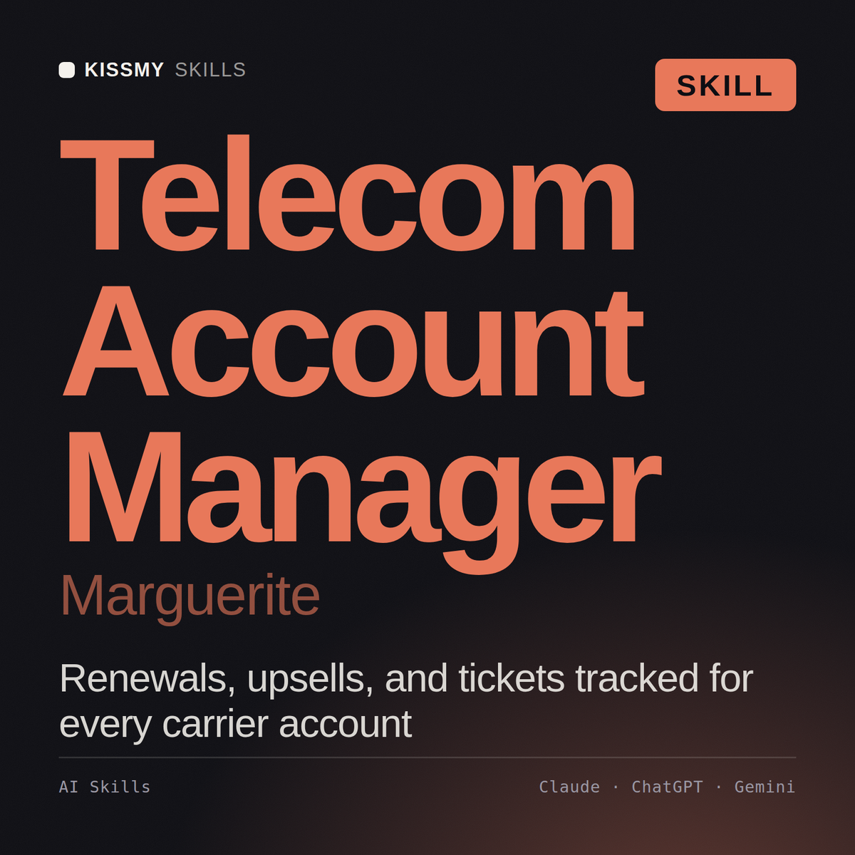 Telecom Account Manager, Marguerite AI skill by KissMySkills, cover