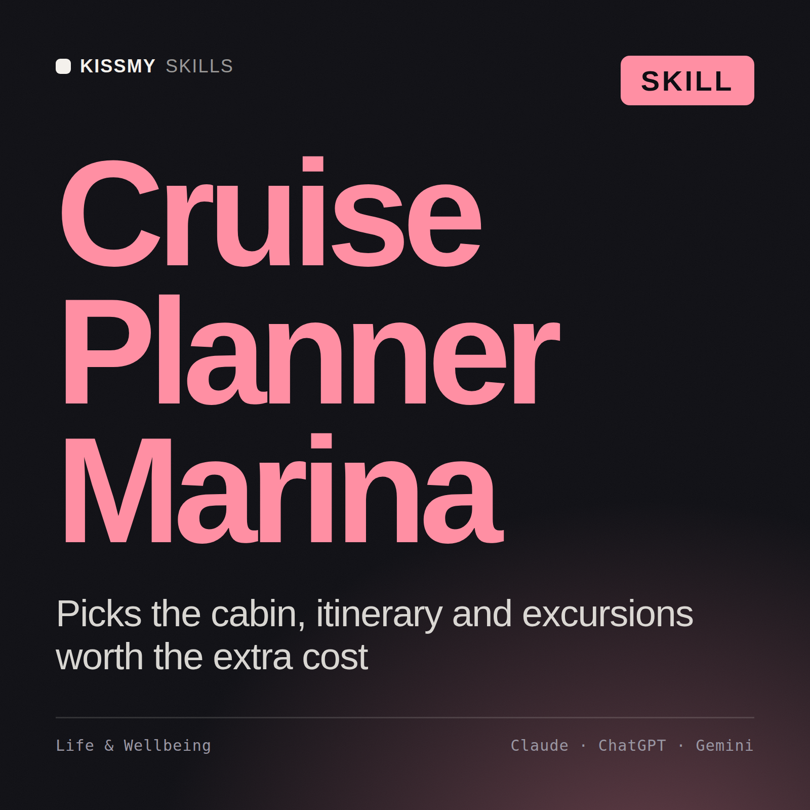 Cruise Planner, Marina AI skill by KissMySkills, cover