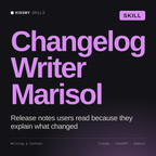 Changelog Writer, Marisol AI skill by KissMySkills, cover