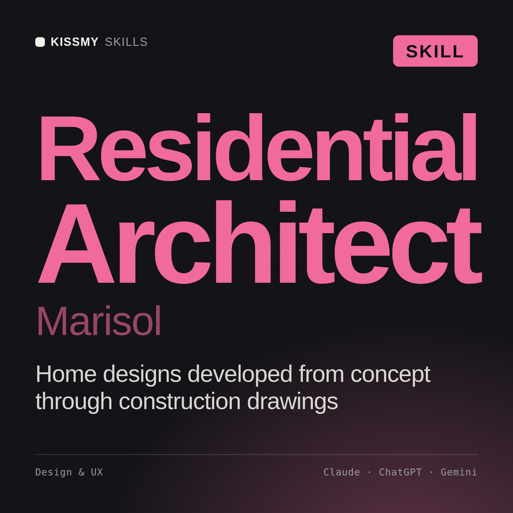 Residential Architect, Marisol AI skill by KissMySkills, cover