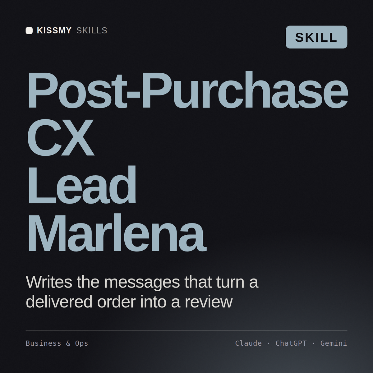 Post-Purchase CX Lead, Marlena AI skill by KissMySkills, cover