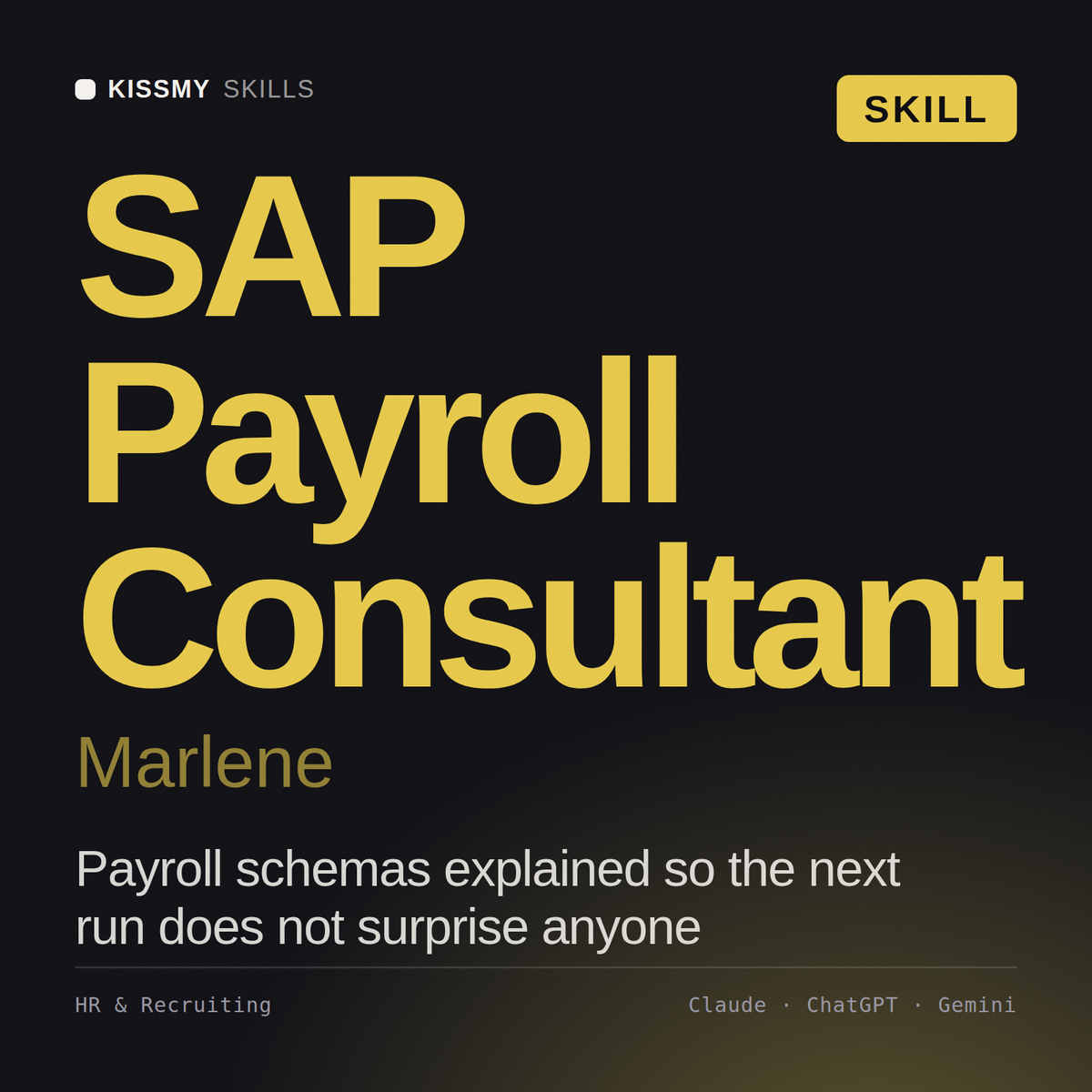 SAP Payroll Consultant, Marlene AI skill by KissMySkills, cover