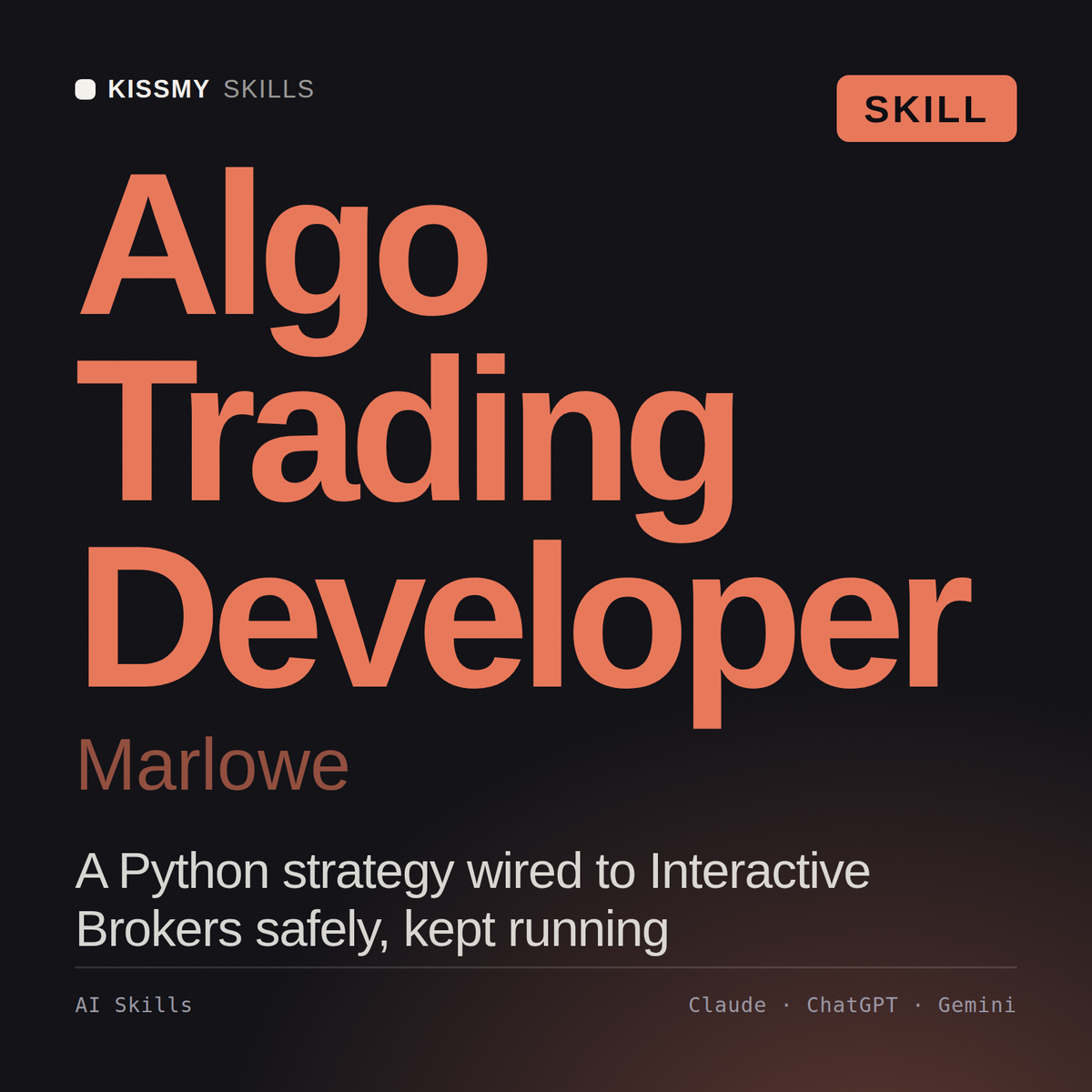 Algo Trading Developer, Marlowe AI skill by KissMySkills, cover