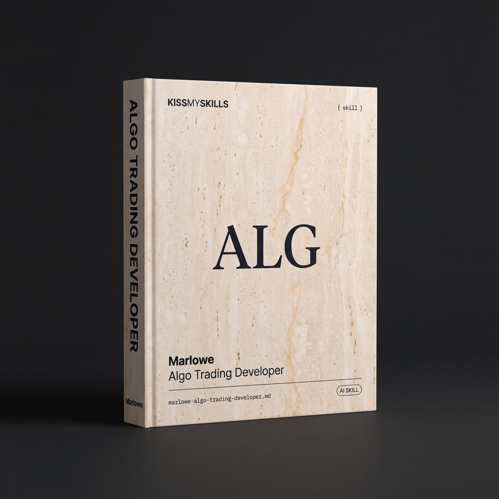 Algo Trading Developer Claude skill by KissMySkills, hardcover volume cover