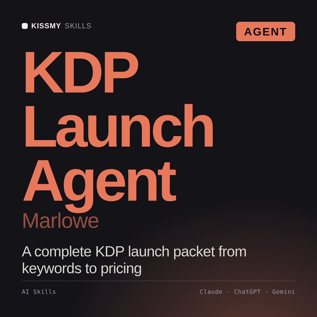 KDP Launch Agent, Marlowe AI agent by KissMySkills, cover