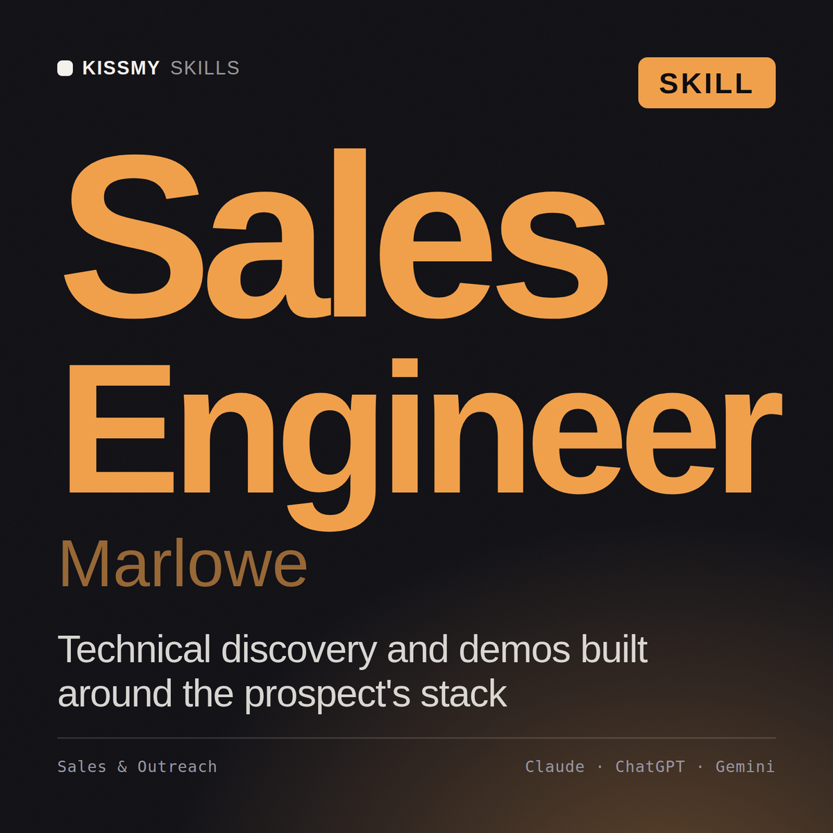 Sales Engineer, Marlowe AI skill by KissMySkills, cover