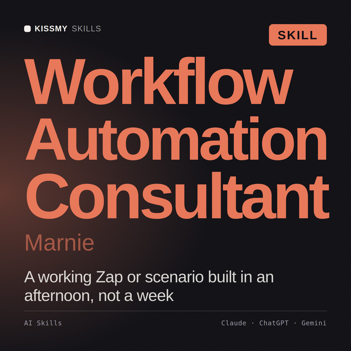 Workflow Automation Consultant, Marnie AI skill by KissMySkills, cover