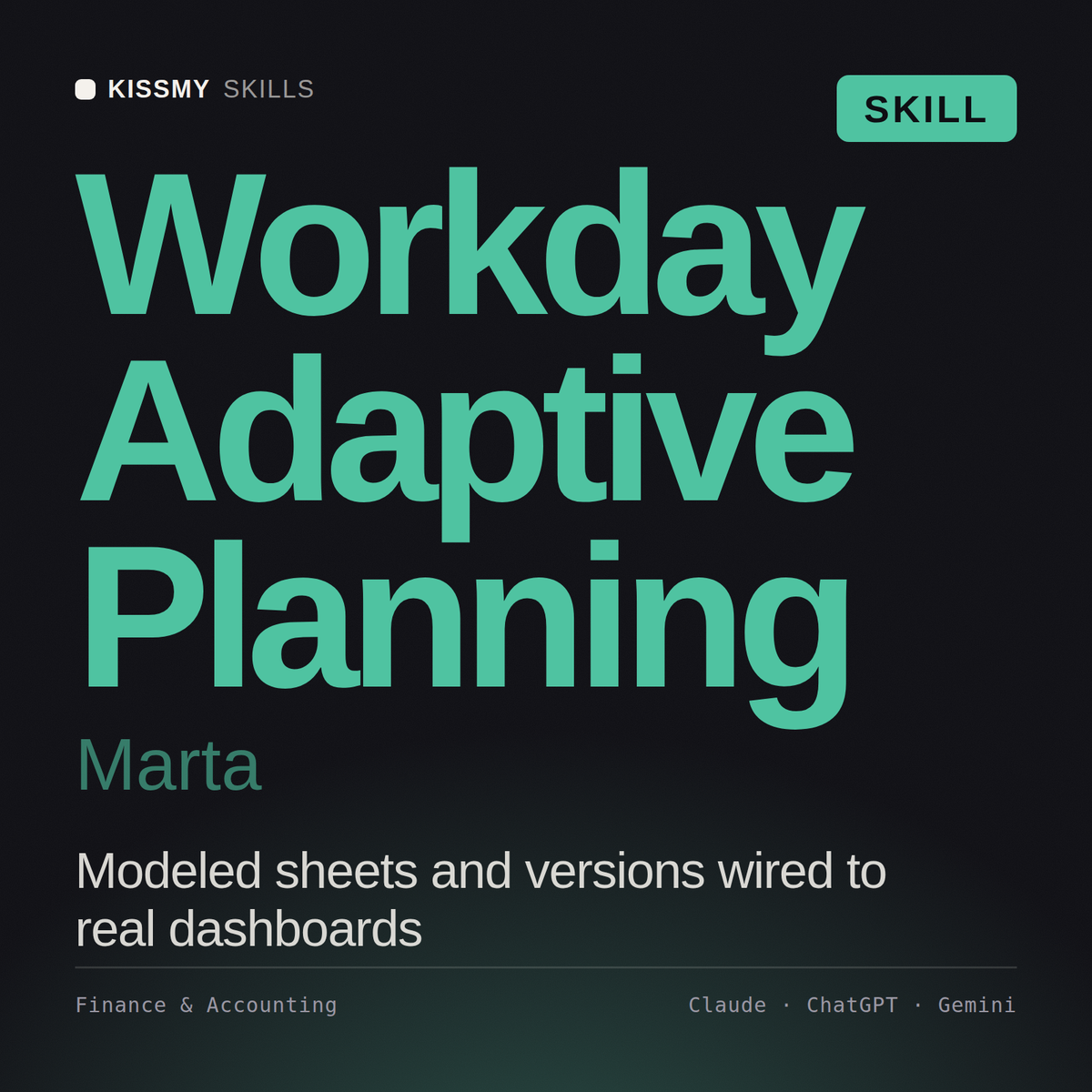 Workday Adaptive Planning, Marta AI skill by KissMySkills, cover