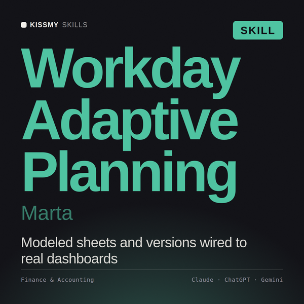 Workday Adaptive Planning, Marta AI skill by KissMySkills, cover
