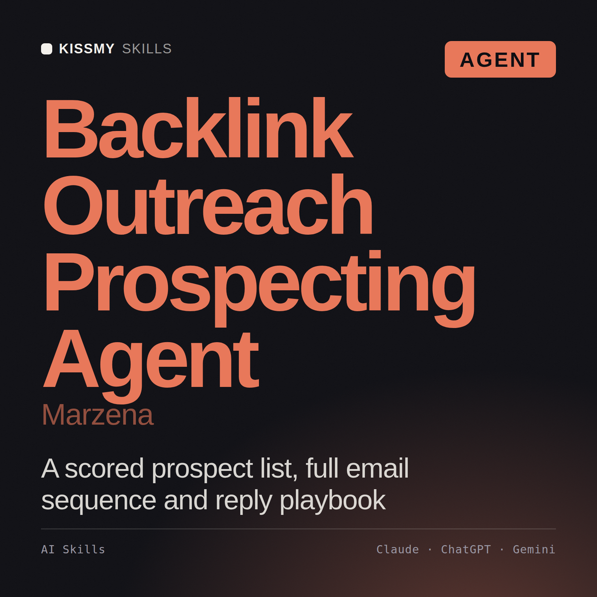Backlink Outreach Prospecting Agent, Marzena AI agent by KissMySkills, cover