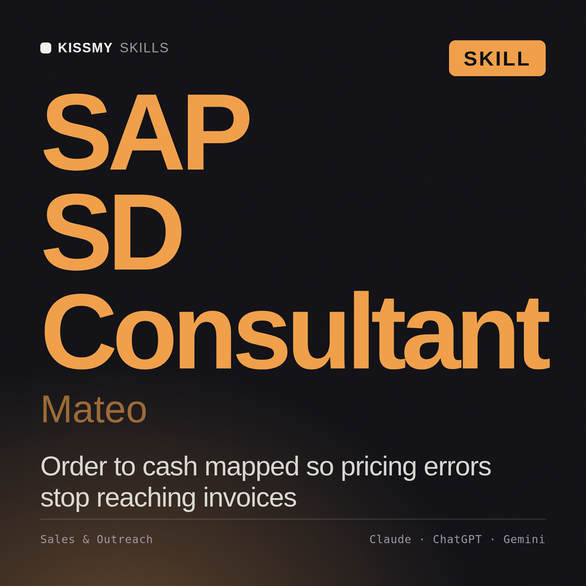SAP SD Consultant, Mateo AI skill by KissMySkills, cover