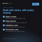 What's inside the Platform App Builder, Maya AI skill: Object model, Page layouts, Validation rules, Permission sets