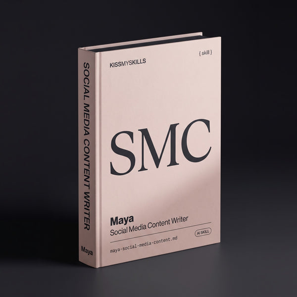 Social Media Content Writer Claude skill by KissMySkills, hardcover volume cover