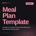 Meal Plan Template AI prompt by KissMySkills, cover