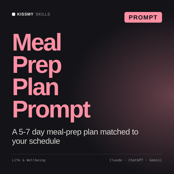Meal Prep Plan Prompt AI prompt by KissMySkills, cover