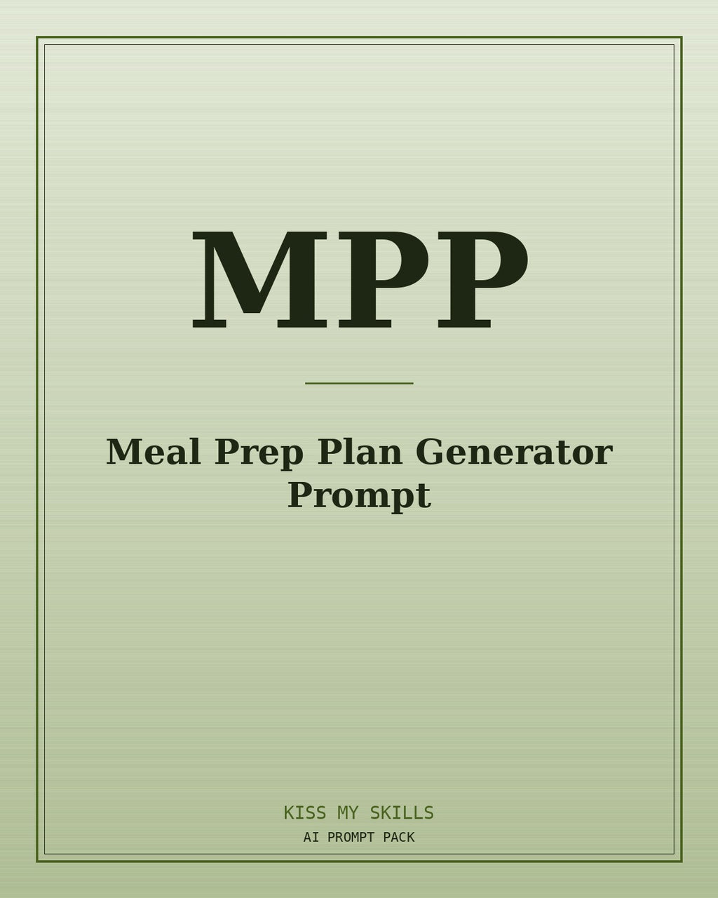 Meal Prep Plan Generator prompt for Claude by KissMySkills, brushed cover