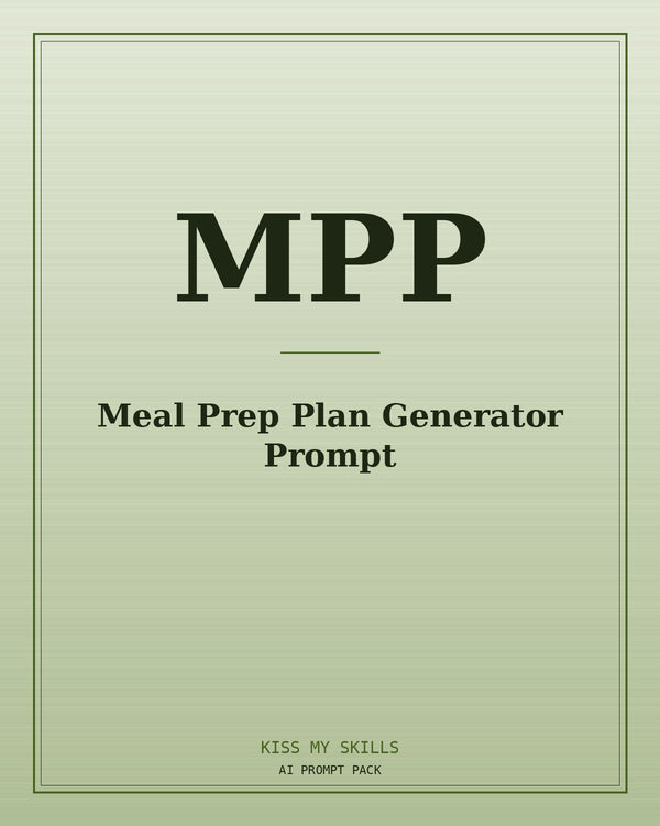 Meal Prep Plan Generator prompt for Claude by KissMySkills, brushed cover