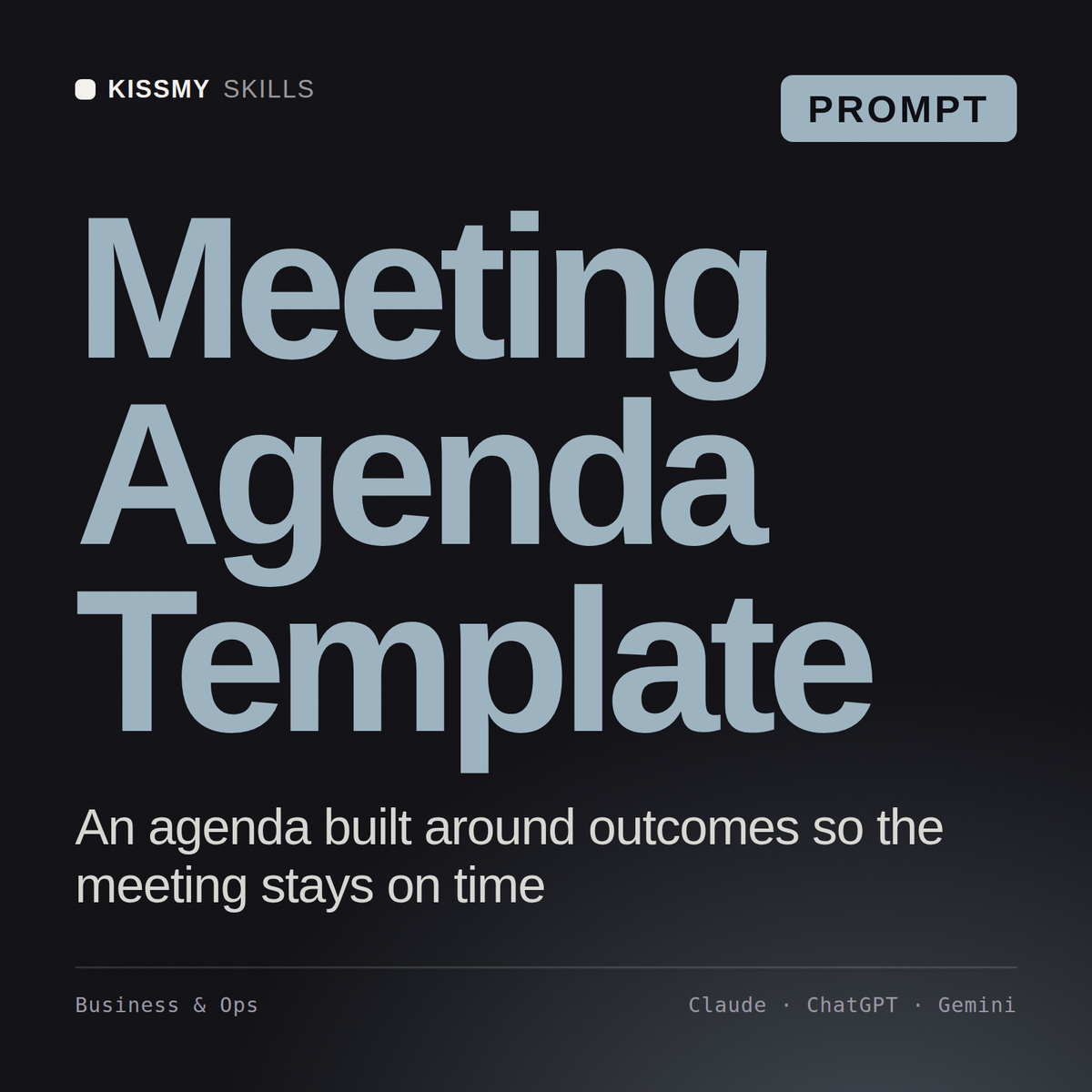 Meeting Agenda Template AI prompt by KissMySkills, cover