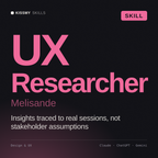 UX Researcher, Melisande AI skill by KissMySkills, cover