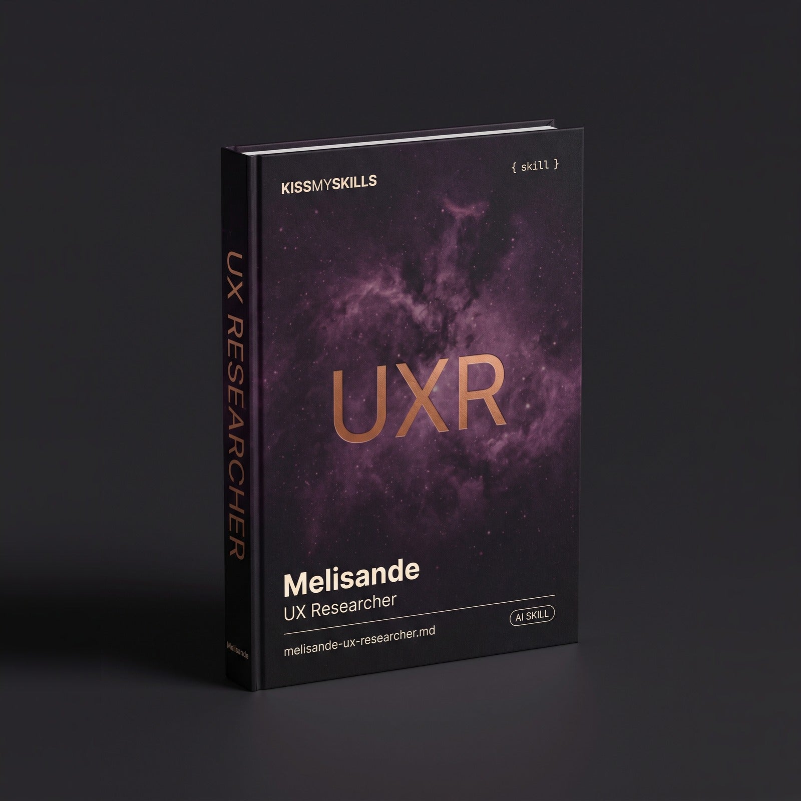 UX Researcher Claude skill by KissMySkills, hardcover volume cover